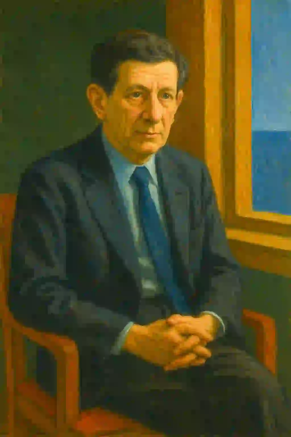 Portrait David Bohm im Hopper-Stil