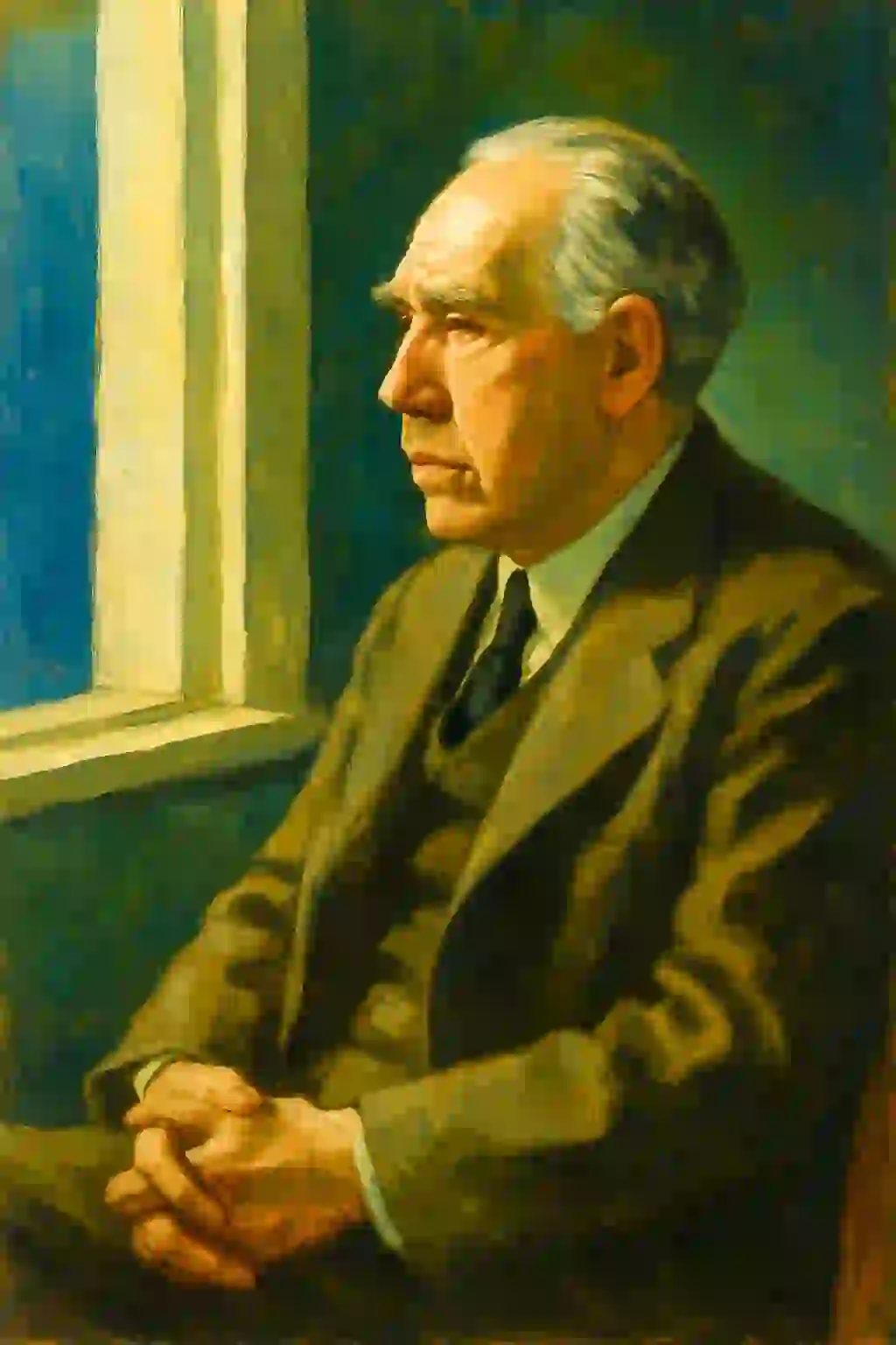 Portrait Niels Bohr im Hopper-Stil